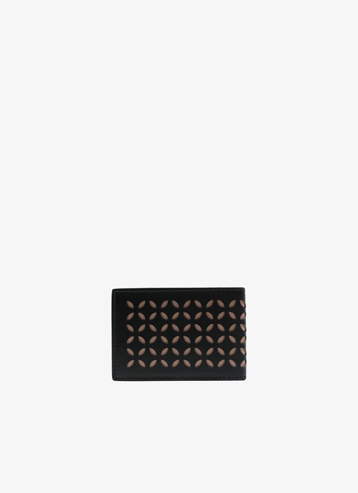 Openwork leather cardholder
 ALAÏA BLACK/SAND OPENWORK LEATHER CARDHOLDER